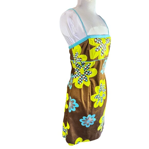 Becky & Max Floral Sleeveless Spaghetti Strap Dress Brown/Yellow/Blue - Picture 2 of 11